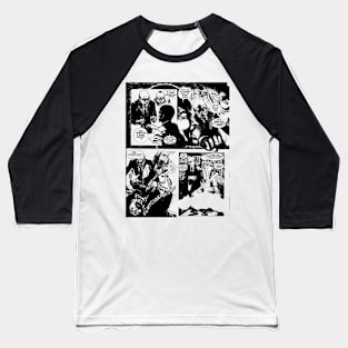 Retro Horror Comic Ink Black No Background Baseball T-Shirt